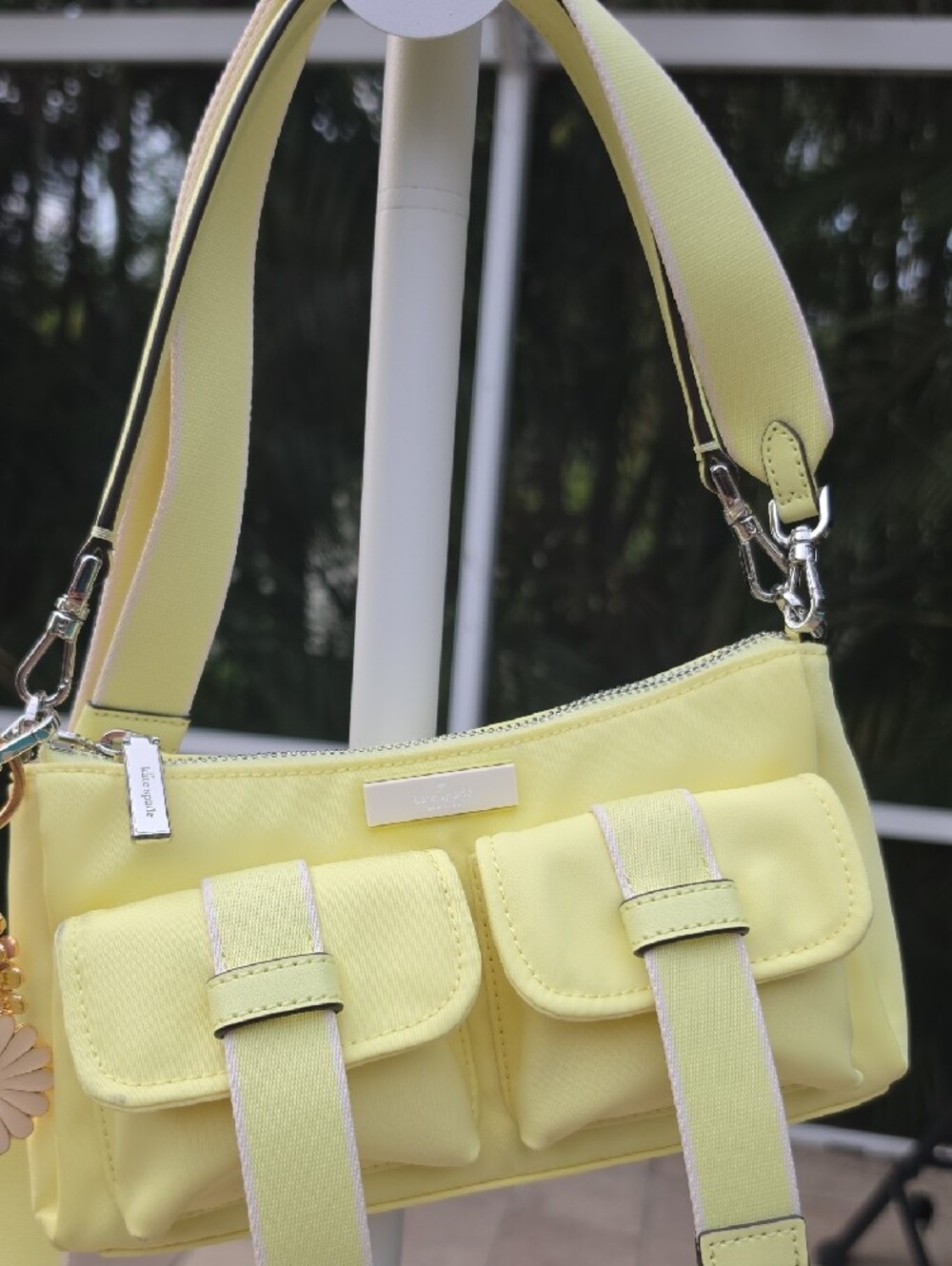 Kate Spade 'Carter Nylon Cargo' Yellow Shoulder Bag with Daisy Charm - Picture 6 of 7